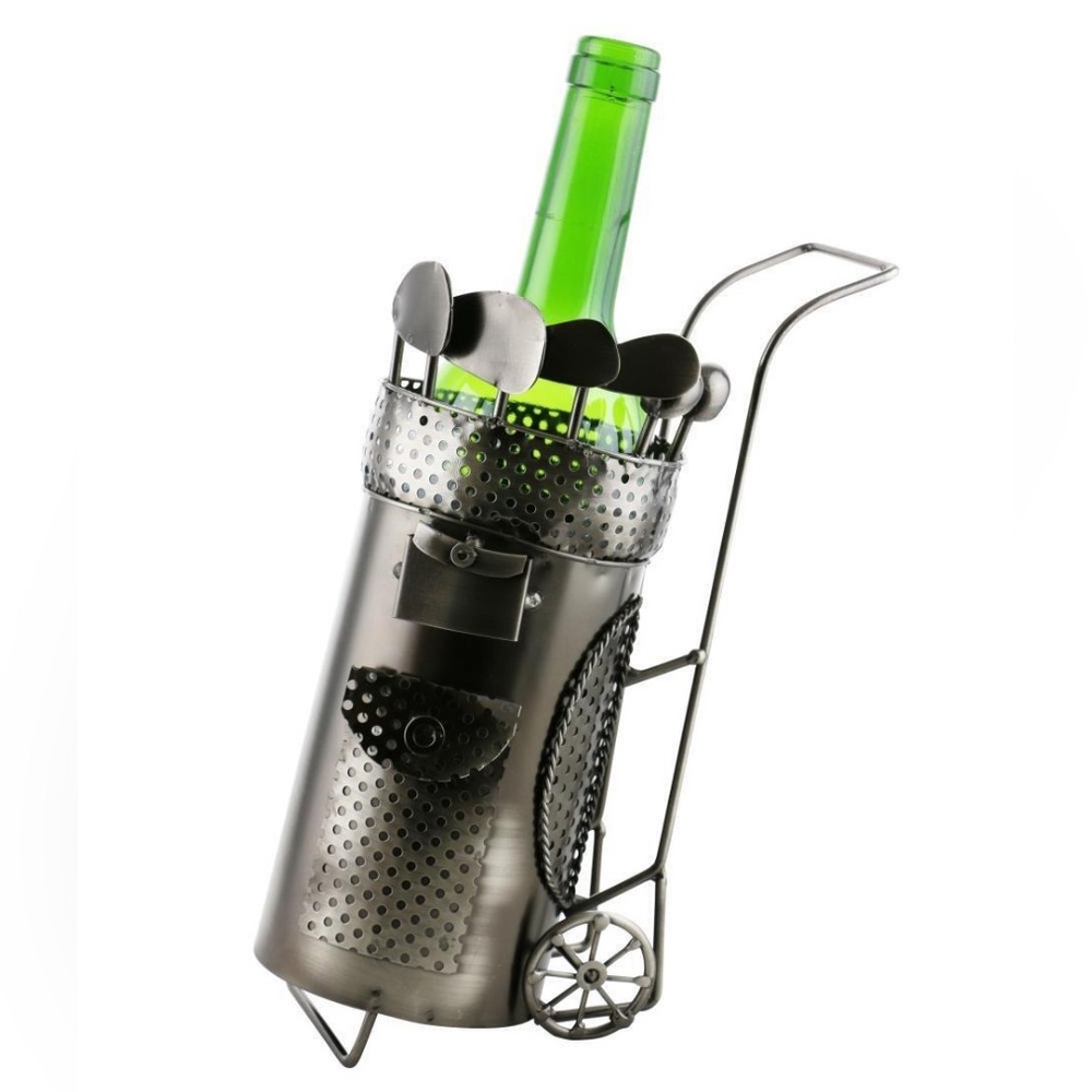 NWT Golf Bag Wine Bottle Metal Holder by Wine Bodies